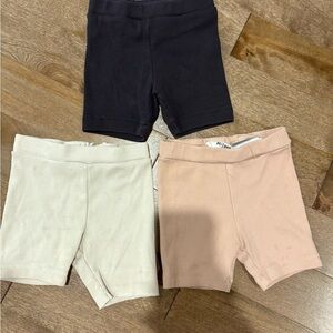 H&M Kids Ribbed Shorts Trio - Black, Cream, Tan